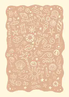 Buntes Wandbild von Jacky Eitzert: Collage mit italienischem Strandfeeling