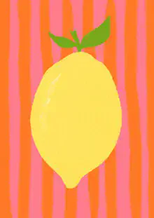 Wall art featuring a cheerful lemon in pink and yellow, spreading summer vibes.