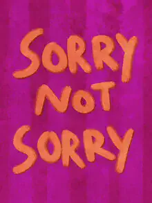 Hand lettering with a humorous quote and colorful stripes by Raissa Oltmanns