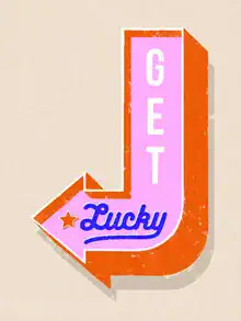 Wall art featuring a retro neon sign that evokes feelings of luck and a nostalgic mood.
