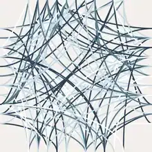 Abstract illustration in blue and beige with clear lines and a minimalist style.