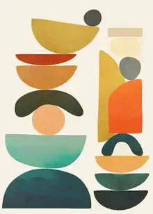 Abstract illustration featuring geometric shapes and harmonious colors.