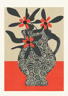 Abstrakte Illustration von Branka Kodžoman mit grafischen Blumen in sanften Tönen.