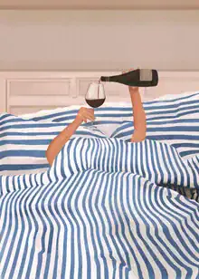 Illustration von Branka Kodžoman: entspannende Morgenstimmung mit Wein und Decke