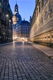 Photo art by Achim Thomae: sunrise over the historic city of Dresden