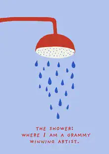 Funny illustration by Xenia Strohmeyer: an artist in the shower