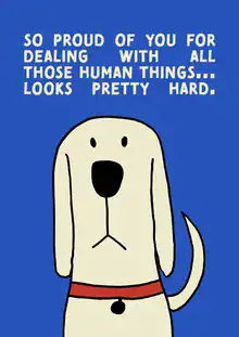 Wall art by Xenia Strohmeyer: illustration of a cute emotional support dog