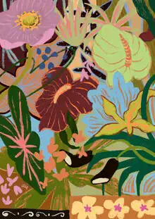 Wandbild von Arty Guava: verspielte Illustration eines bunten Blumenstraußes.
