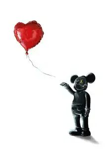 Wall art by Daniel Leo: playful illustration of a balloon and heart design