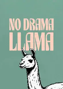 Wall art by Daniel Leo: funny llama in vibrant colors with a humorous quote