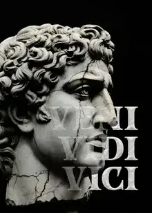 Wall art by Daniel Leo: humorous illustration of Julius Caesar with a quote.