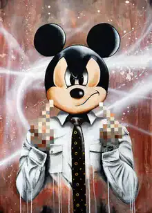 Wall art by Daniel Leo: funny illustration of Mickey Mouse with a Rolex.