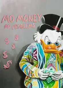 Wall art by Daniel Leo: humorous illustration of a money theme
