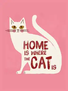 Hand-drawn pink cat: playful illustration with a soothing vibe.