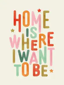 Wall art featuring hand-drawn quote in soft rainbow colors.