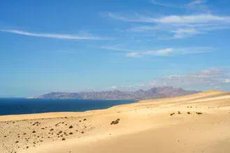 View across the dunes near Jandía on Fuerteventura, calm colors and soft shapes