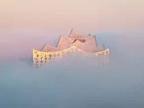 Photo art by Nils Steiner: Elbphilharmonie Hamburg in fog