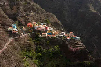 Photo art by J. Daniel Hunger: view of the mountains of Santo Antão in Cape Verde