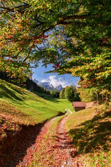 Photo art by Achim Thomae: autumn landscape in Werdenfelser Land, gentle colors.