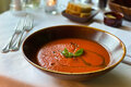 Bowl of soup with garnish