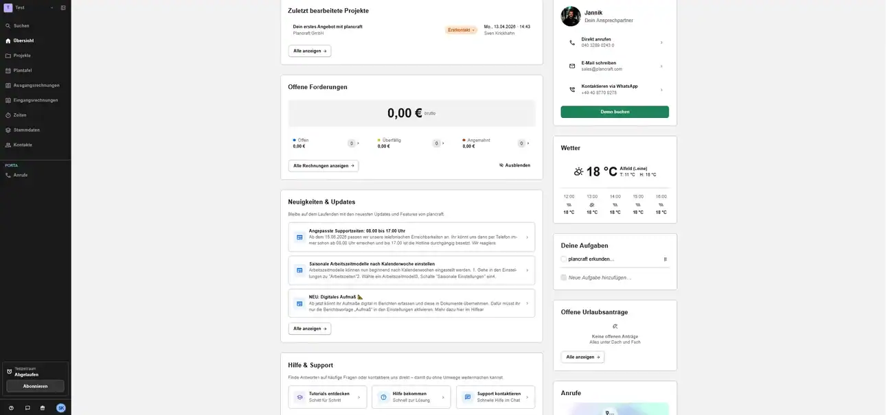 Dashboard plancraft