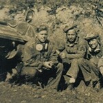 Members of C Company in the picture are Vincent Brown,, John Short, Elwin Jones, and Glenn Lofland. Lofland did not go to the Philippines. - Courtesy of Albert Allen BrownVShortJonesLofland