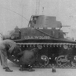 A tank of C Co., 192nd gets work done on its track. C Co Tank Track Work