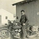 Cpl. John Campbell sits on his motorcycle at Ft. Knox, Kentucky. Campbell J Motorcycle