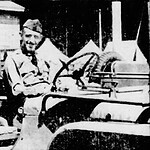 Capt. Lymon Johnson sits in a jeep for a picture at Ft. Lewis, Washington. Johnson_Lymon_Jeep