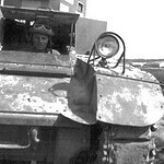 Pvt. Charles Riedmiller inside a C Co. tank. Riedmiller inTank