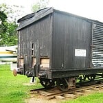 At San Fernando, the POWs were packed into small wooden boxcars known as "Forty or Eights," since each car could hold forty men or eight horses. This is a photo of the last surviving boxcar from the march. Since this photo was taken, the car has been restored by the Philippine government and a memorial built for it. Boxcarbataandeathmarch