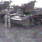 John Rowland poses next to an M3 Light Tank during the Louisiana Maneuvers Rowland7