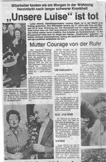 "Unsere Luise" ist tot