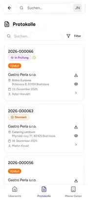 Deratix Kundenportal — mobile app view with touch-optimized interface