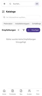 Deratix Kundenempfehlungen — mobile app view with touch-optimized interface