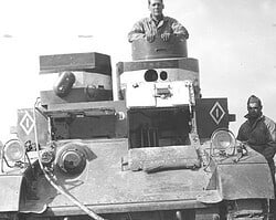 Pvt. Steve Kodaj in the turret of his tank. Kodaj_in_Turret