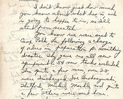Letter from 2nd Lt. Arthur Holland to George Smith and his wife. Smith was released from service because of hearing loss. Holland Letter P 1a