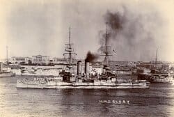 HMS
Glory. Canopus class pre dreadnought battleship. Starboard escort.