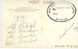 Rear
side identifying Ptes Riddel and Emslie; Piper MacLeod and Sgt Hawkins.