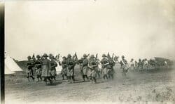 P & D lead 48th column into tent lines. Petawawa camp
June 1914.