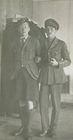 Lt MacDonald left. Bischofswerda POW camp, Hannover, Germany.  Undated.