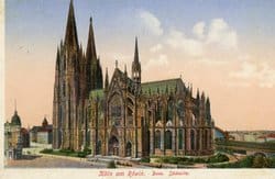 German postcard of Cologne sent by Lt J. D’Esterre upon
entering occupation zone in Germany. 13 Dec
1918.