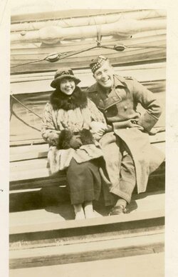 Lt Reid and “his girl’ onboard the RMS Baltic to Canada. 1919.