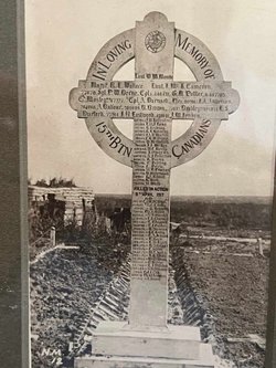 Memorial cross erected at CA35 following battle of Vimy ridge 10 April 11917.