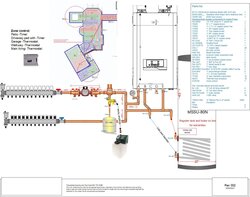 Home radiant heating system with snowmelt. The patio uses snowmelt, along with bridge walkway and garage. 85,000-150,000 BTU boiler