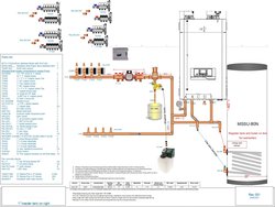 Boiler with indirect tank for DHW, 1" headers, EMC delta-P pump, servicing four zones. 85,000-150,000 BTU boiler.