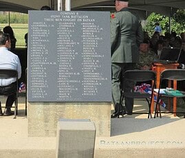Memorial Marker with the names of the National Guard members of B Company Roll of Honor