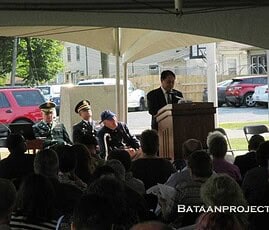 The Filipino Counsel General of Chicago, Generoso D. Calonge, speaking at the 75th Bataan Day in Maywood. The Filipino Counsel General of Chicago, Generoso D. Calonge