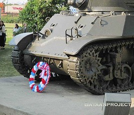 Wreath remembering members of the 192nd Tank Battalion laid in from of M3A3. Wreath remembering members of the 192nd Tank Battalion laid in from of M3A3.