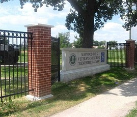 New fencing and marker dedicated on September 10, 2017, at the memorial to B Company in Maywood, Illinois New fencing